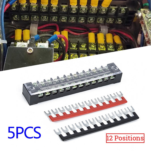 Distribution Terminal Block 15pcs Barrier Strips Universal 12 Points