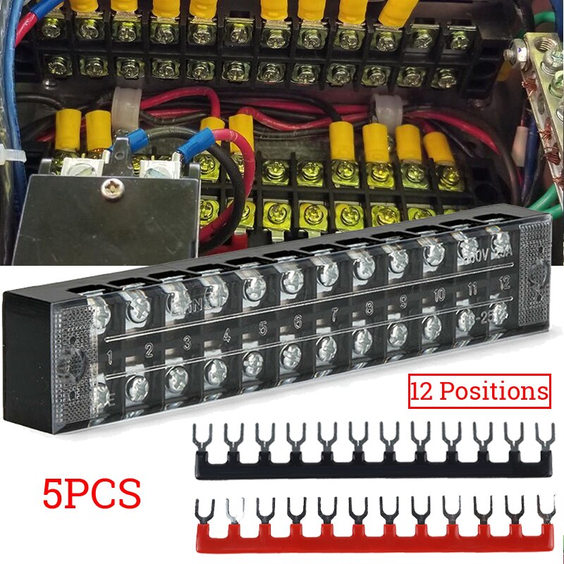 Distribution Terminal Block 15pcs Barrier Strips Universal 12 Points