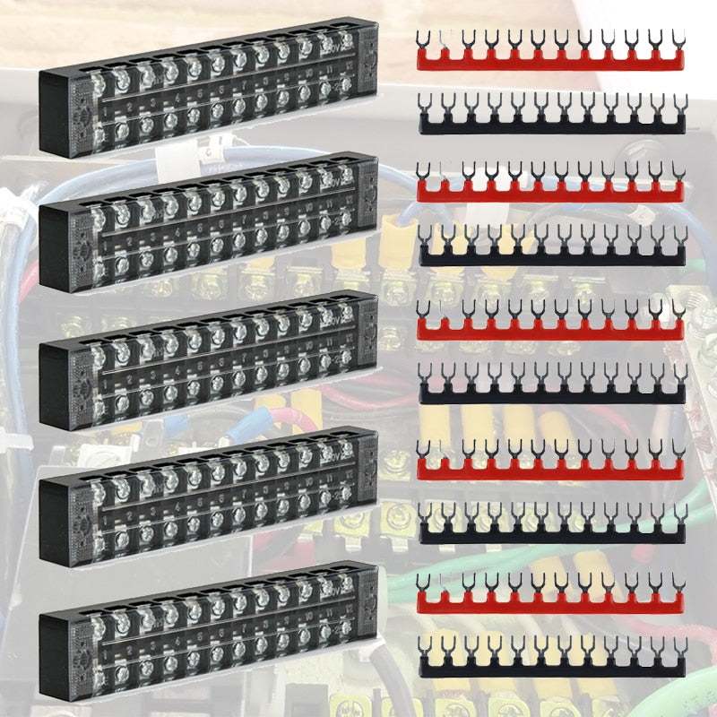 Distribution Terminal Block 15pcs Barrier Strips Universal 12 Points