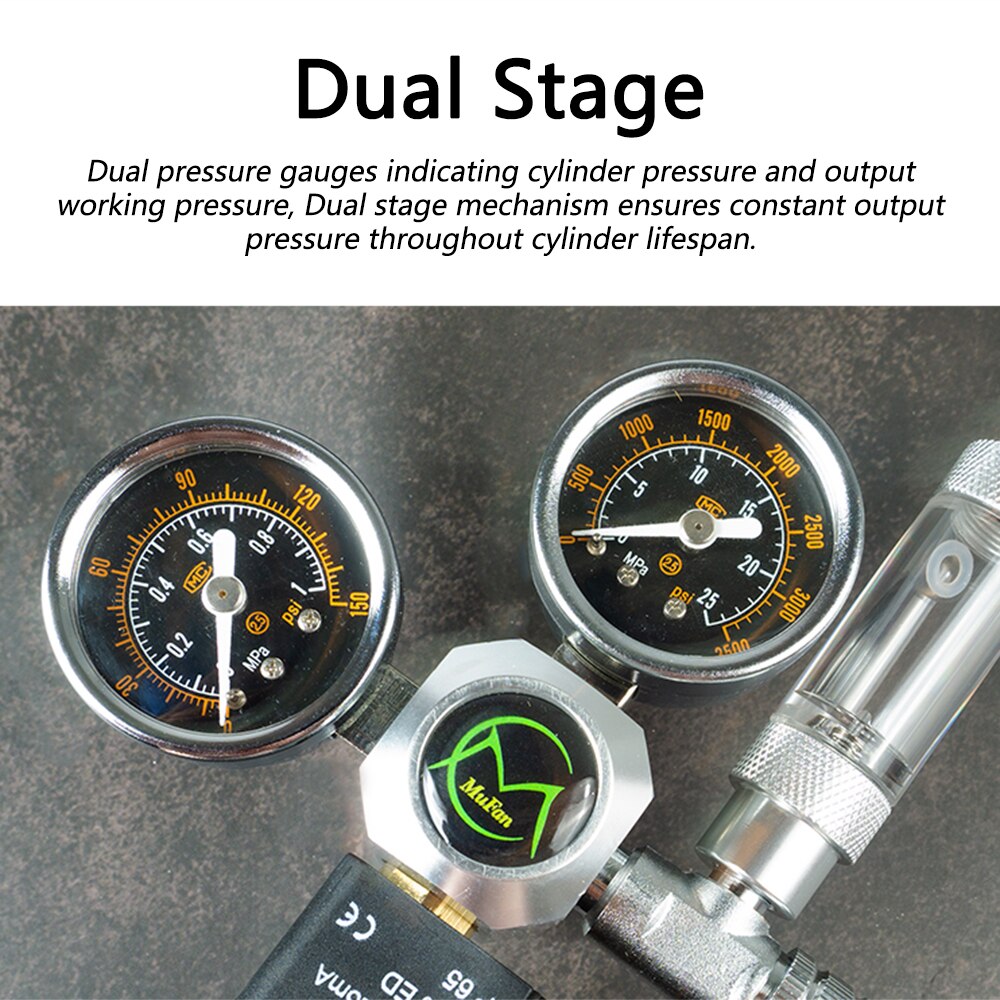 Dual Stage Co2 Regulators With Integrated Solenoid Valve For Aquariums