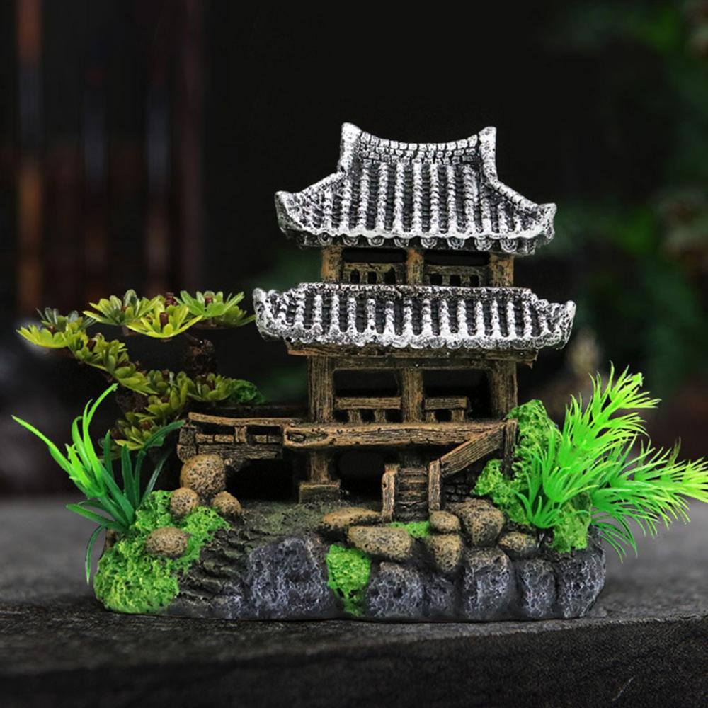 Durable Ornament Resin Fish Tank House