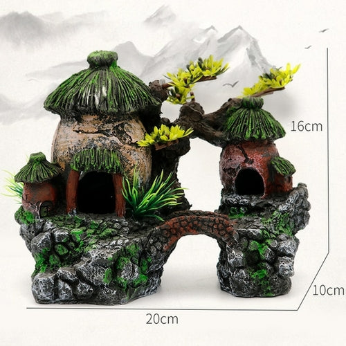 Durable Ornament Resin Fish Tank House