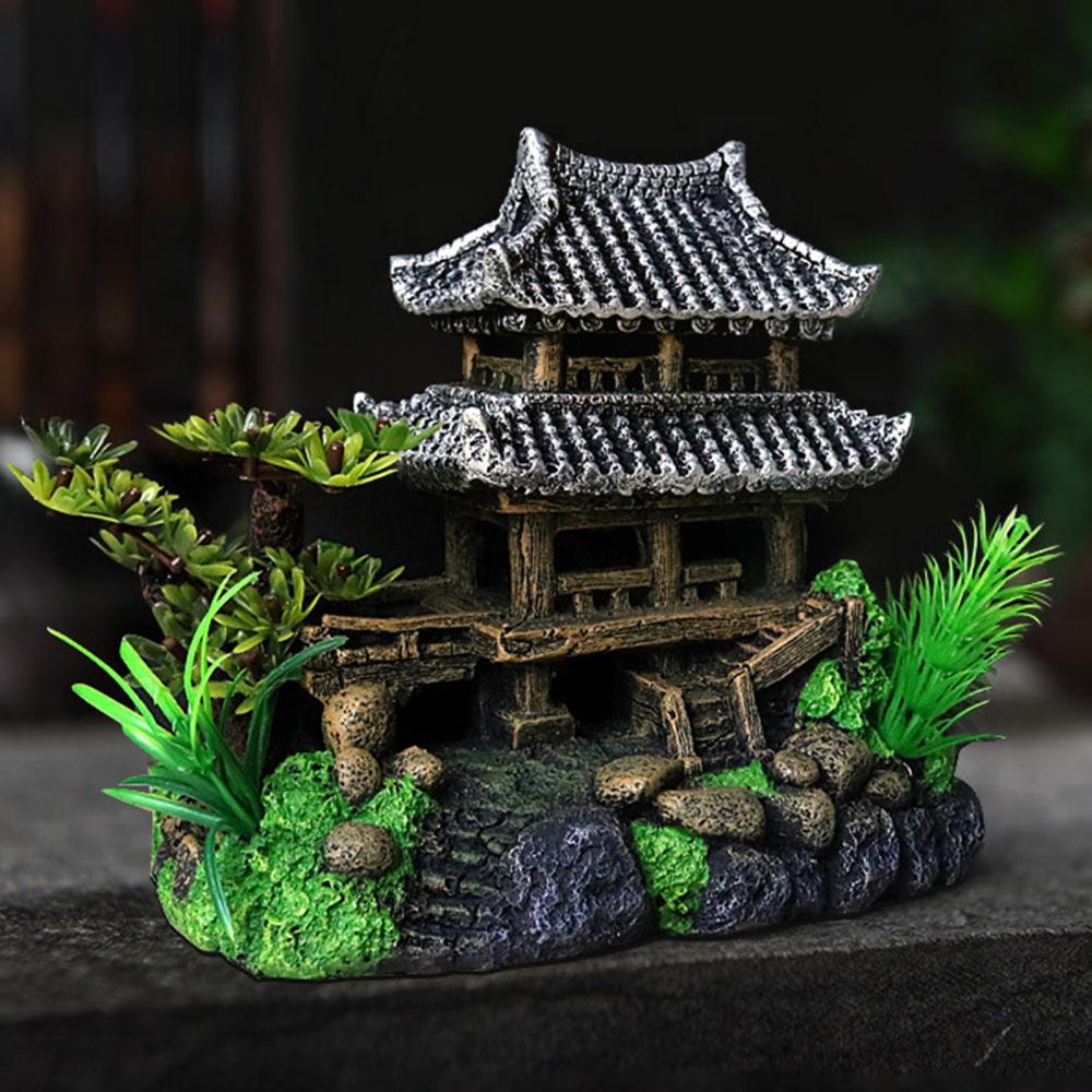 Durable Ornament Resin Fish Tank House