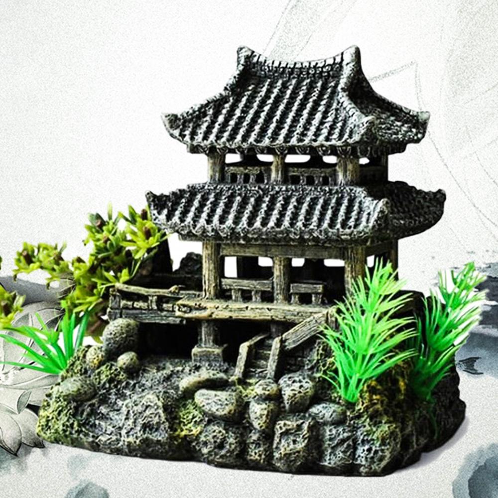 Durable Ornament Resin Fish Tank House