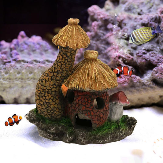 Fish Tank Ornament Accessories Mushroom House