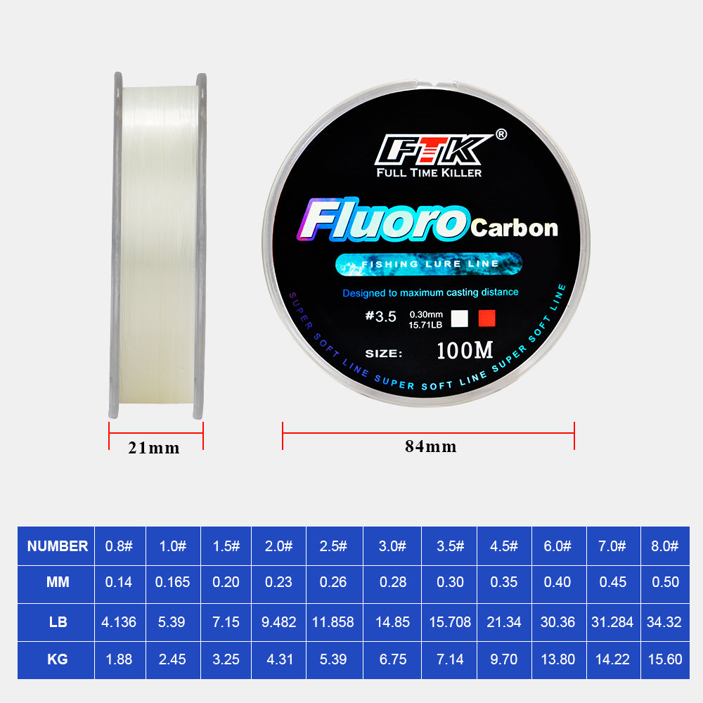 Ftk 100m Fluorocarbon Fishing Lure Line