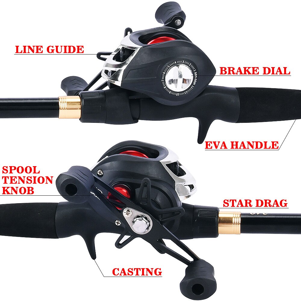 1.6M 2.4M Telescopic Fishing Rod with 19+1BB Baitcasting