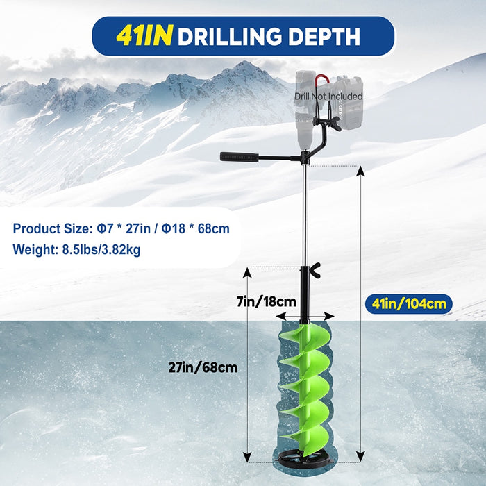 Ice Drill Auger 18cm Diameter 104cm Depth