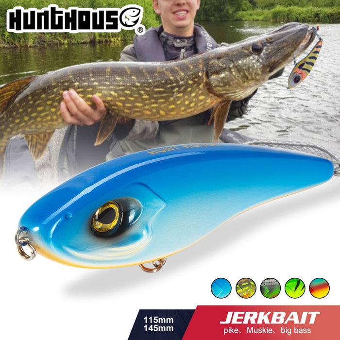 Hunthouse Jerkbait Musky Buster Pike Fishing Lure 11.5/14.5cm 32/52g
