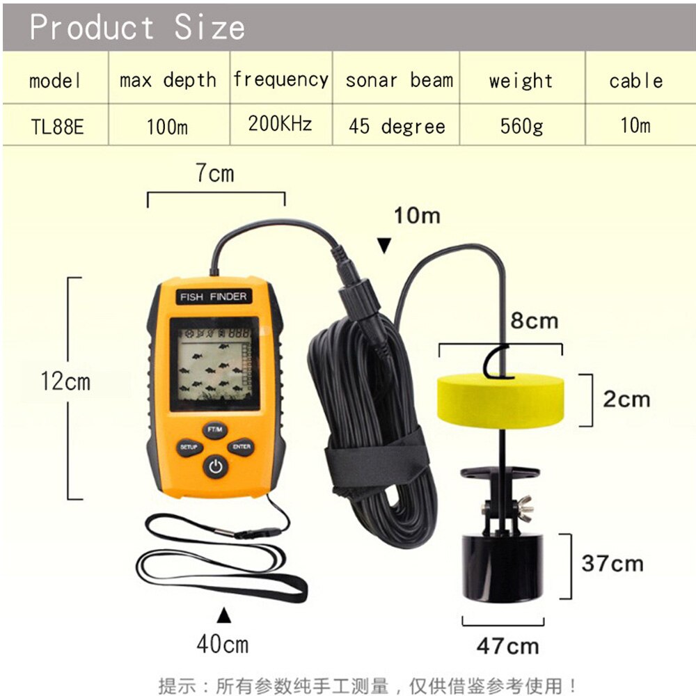 Electric Sonar Wired Fish Finder Visual HD Detector
