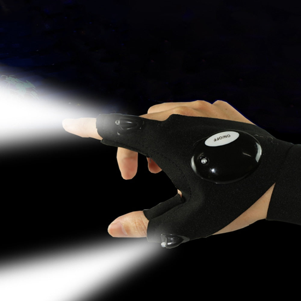 Waterproof Fishing Gloves Flashlight Hunting