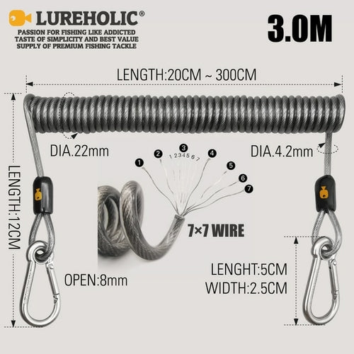 Lure Fishing Lanyard 49 Strands Of Steel Wire
