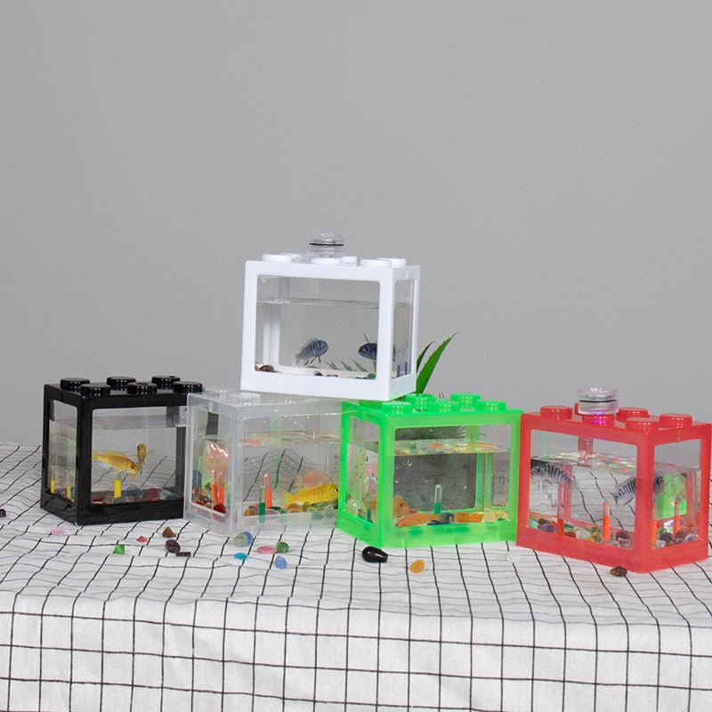 Mini Fish Tank Betta Mini Aquarium Creative Building Block Home Office