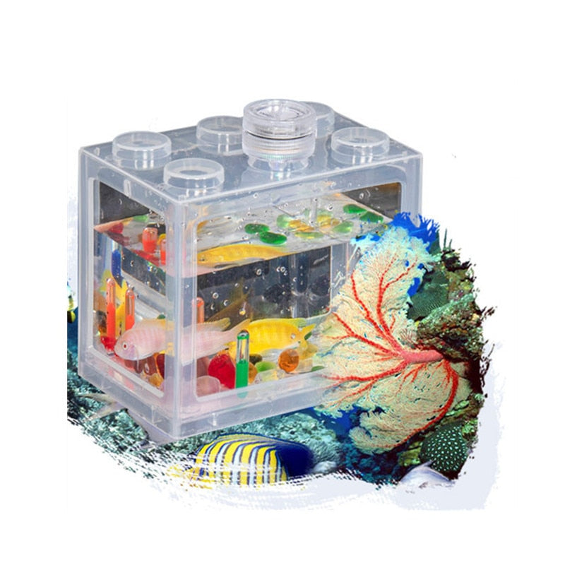 Mini Fish Tank Betta Mini Aquarium Creative Building Block Home Office