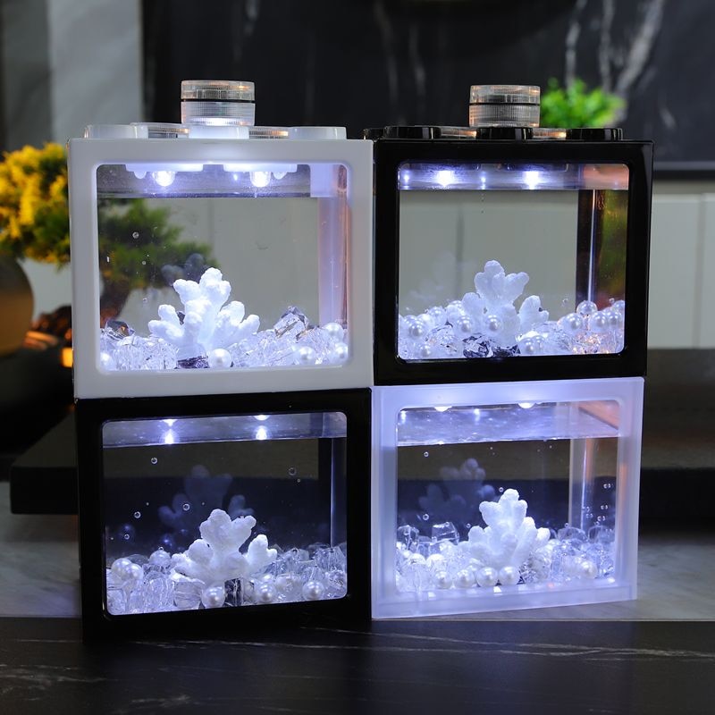 Mini Fish Tank Betta Mini Aquarium Creative Building Block Home Office