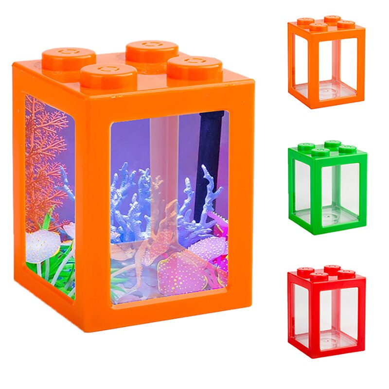 Mini Fish Tank Betta Mini Aquarium With Led Light Creative Building