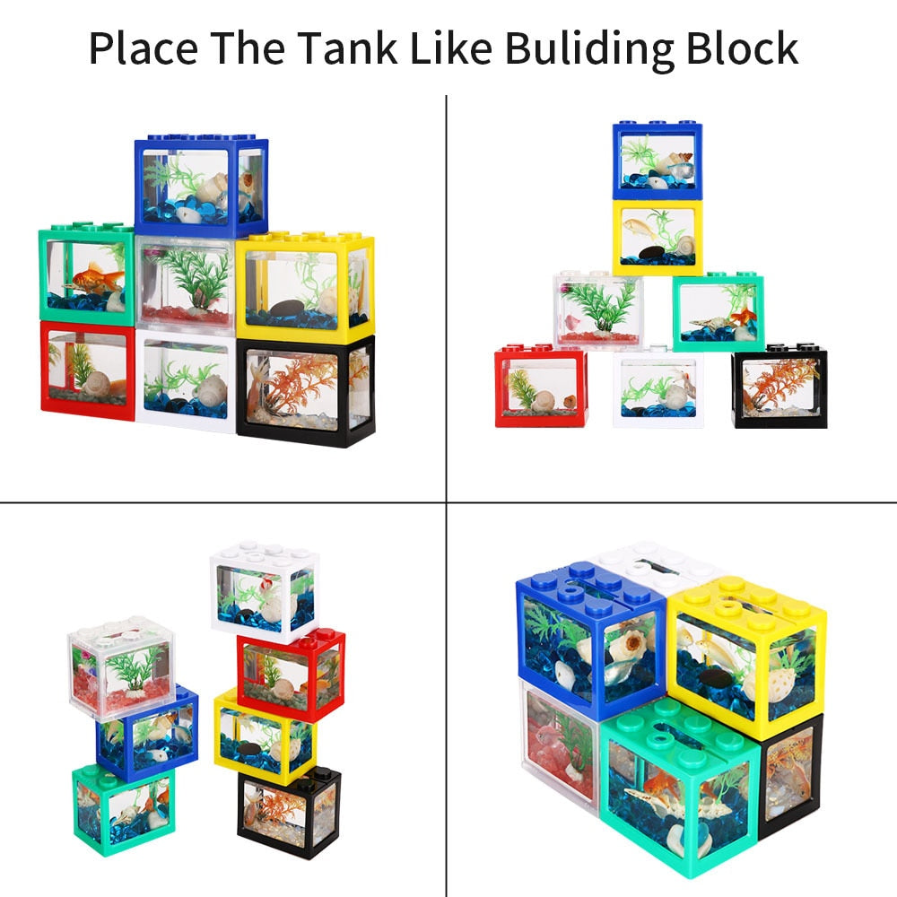 Mini Fish Tank Reptile Pet Box Stackable Aquarium Creative Building