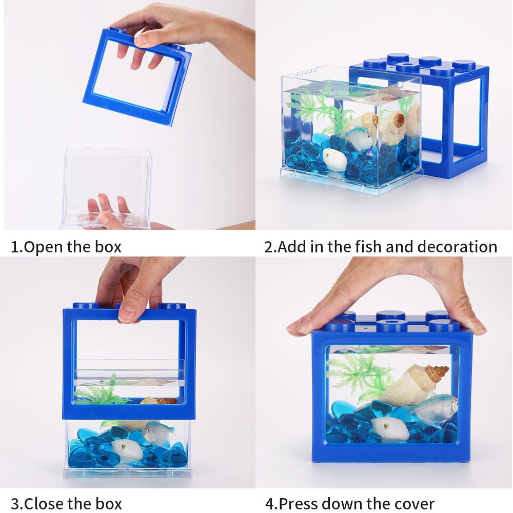 Mini Fish Tank Reptile Pet Box Stackable Aquarium Creative Building