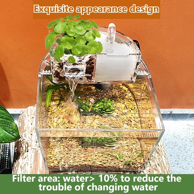 New Desktop Amphibious Mini Aquarium Beta Fish Tank With Water Filter