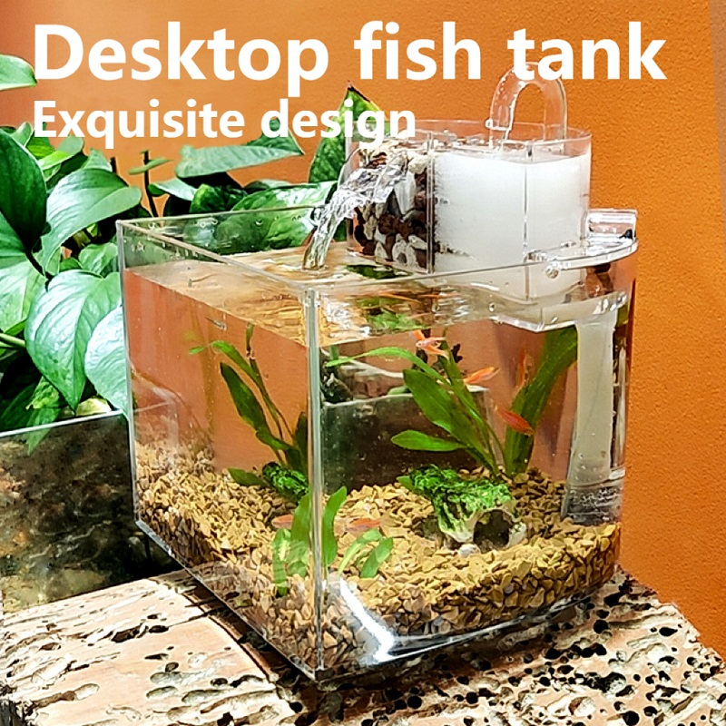 New Desktop Amphibious Mini Aquarium Beta Fish Tank With Water Filter