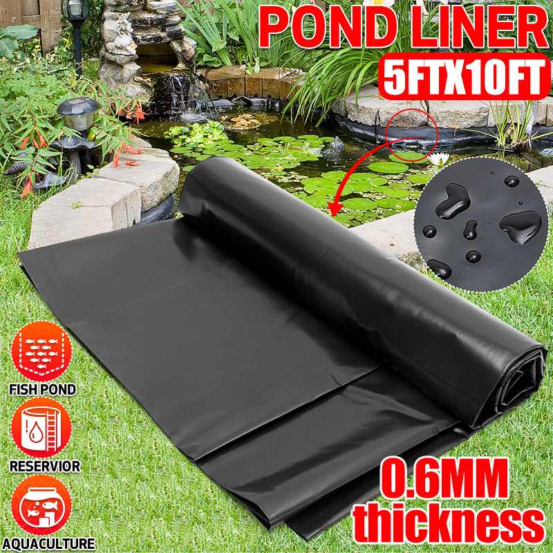 Outdoor Fish Pond Liner 5x10ft Waterproof