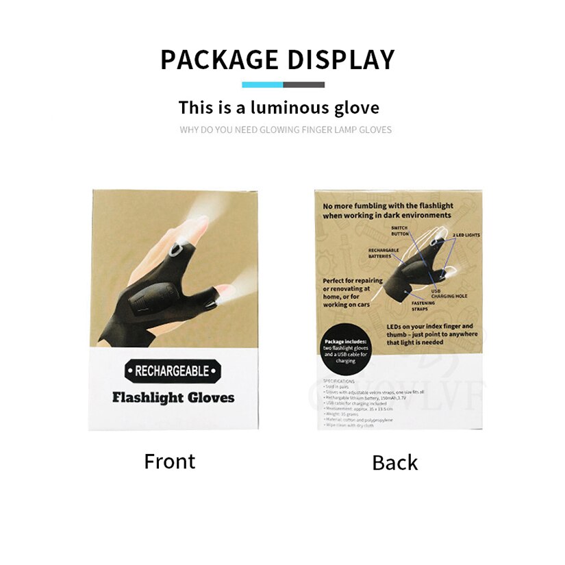 Rechargeable LED Flashlight Gloves