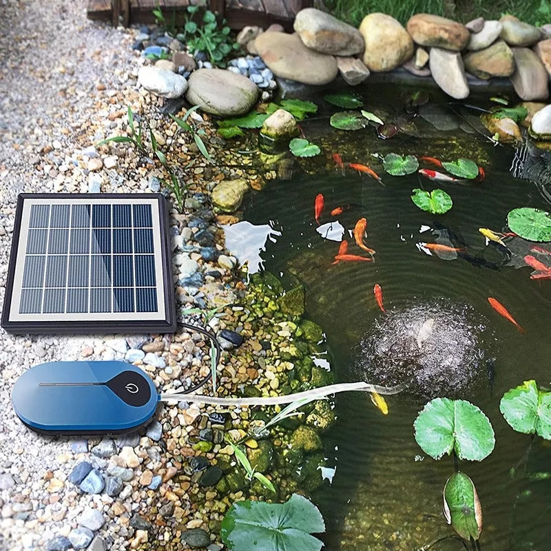 Solar Powered Oxygenator Water Oxygen Pump Pond Aerator Aquarium Air