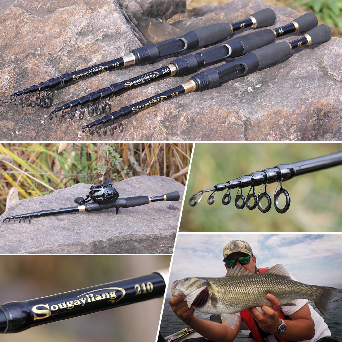 Sougayilang 1.8-2.4m Telescopic Fishing Rods