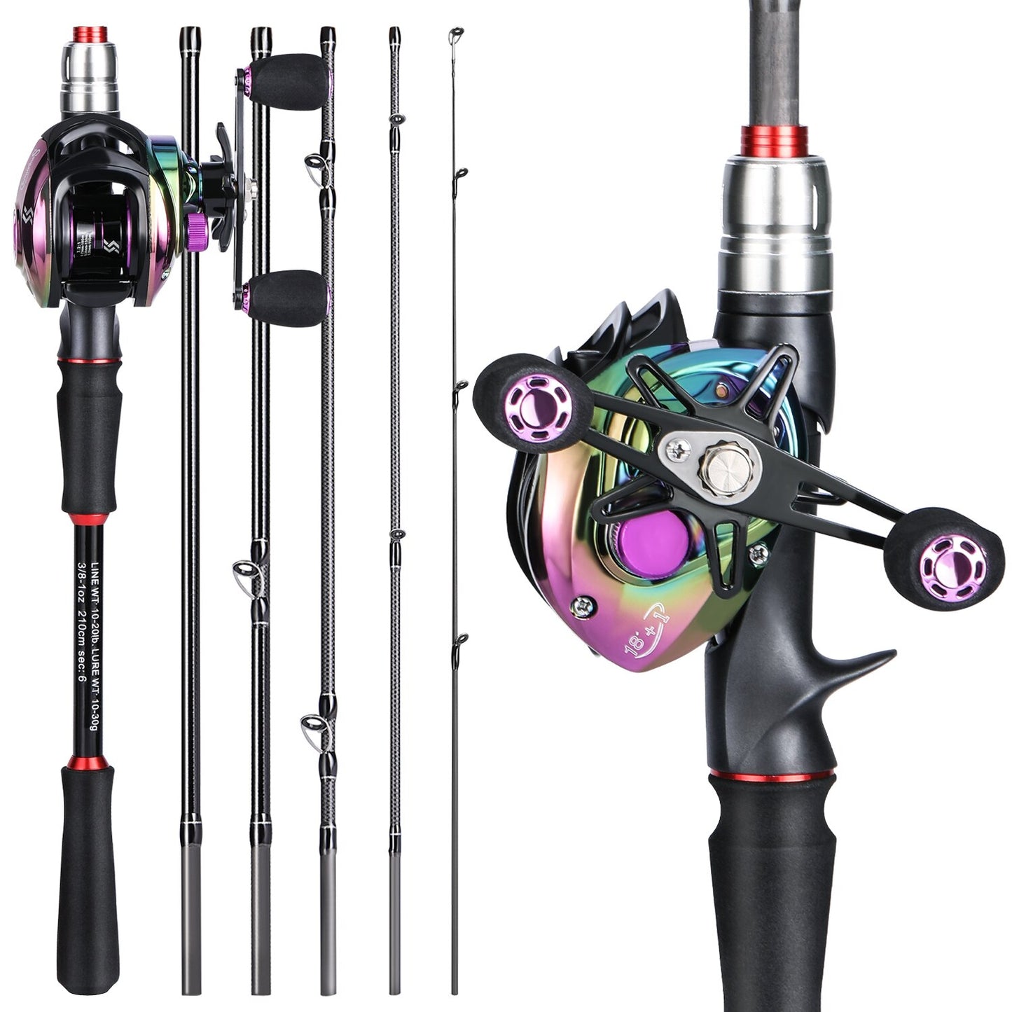 1.8m 2.1m Casting Fishing Rod and Reel Set