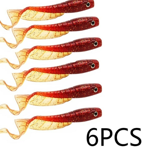 Sougayilang 6pcs Curly Worms Soft Bait