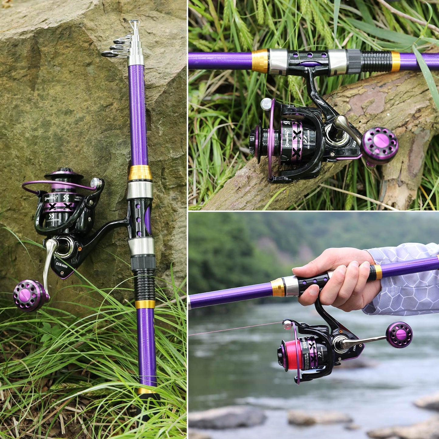 Soukayilang Purple Fishing Rod Combo