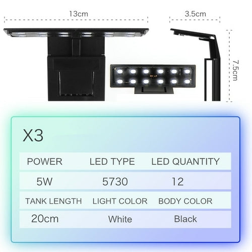Super Slim LED Aquarium Light Lighting plants Grow Light 5W/10W/15W