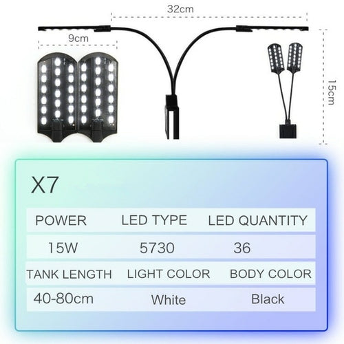 Super Slim LED Aquarium Light Lighting plants Grow Light 5W/10W/15W