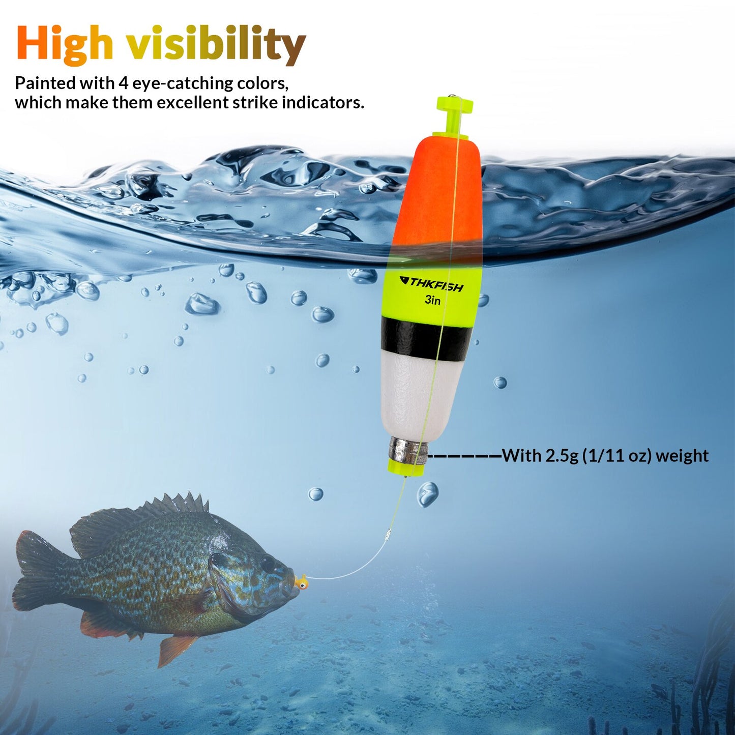 THKFISH 3pcs Weighted Peg Cigar Float