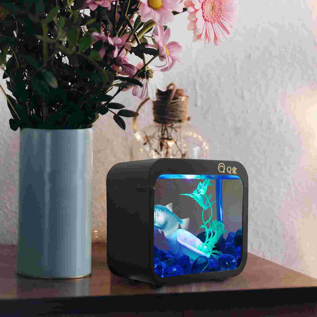 Tank Box Aquarium Mini Desktoplight Reptile Bettadecoration Battle