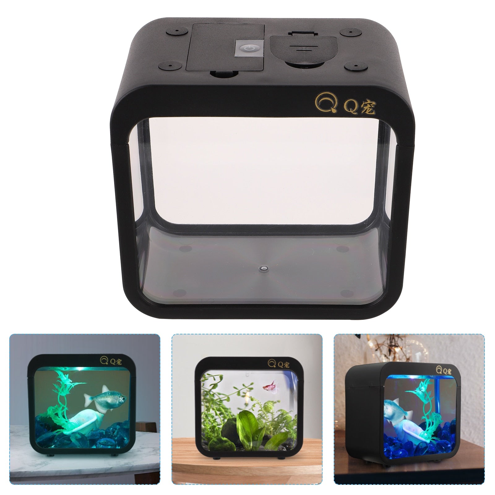 Tank Box Aquarium Mini Desktoplight Reptile Bettadecoration Battle