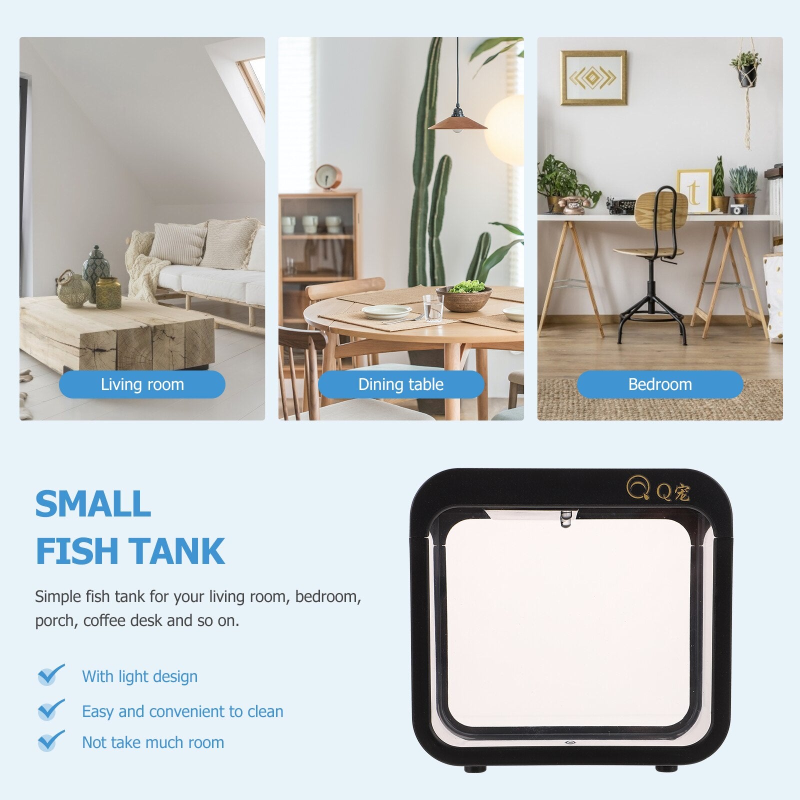 Tank Box Aquarium Mini Desktoplight Reptile Bettadecoration Battle