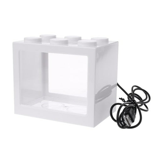 USB Mini Aquarium Fish Tank with LED Lamp Light Betta Fish Fighting