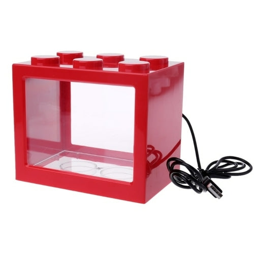 USB Mini Aquarium Fish Tank with LED Lamp Light Betta Fish Fighting