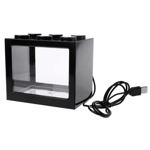 USB Mini Aquarium Fish Tank with LED Lamp Light Betta Fish Fighting