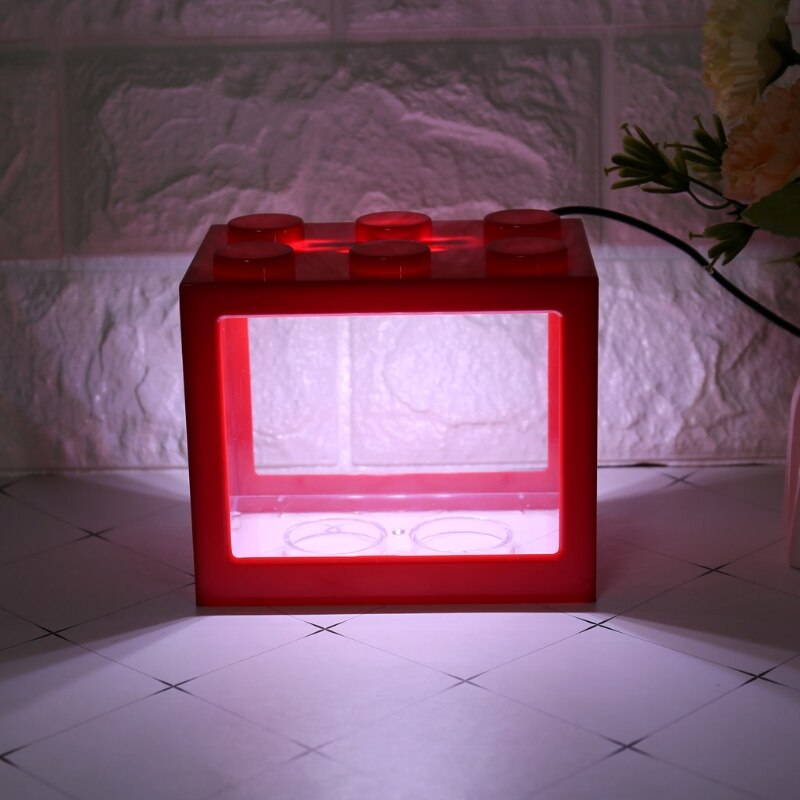 USB Mini Aquarium Fish Tank with LED Lamp Light Betta Fish Fighting