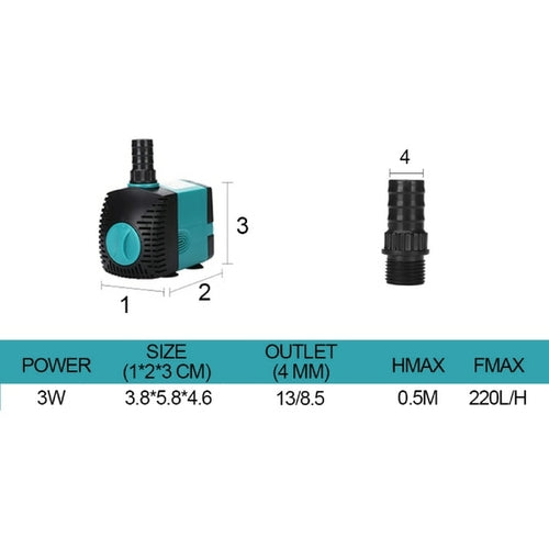 Ultra-quiet 3w Submersible Water Fountain Pump Filter Fish Pond