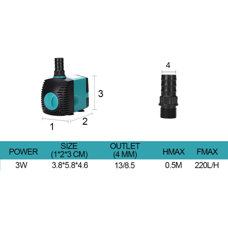 Ultra-quiet 3w Submersible Water Fountain Pump Filter Fish Pond