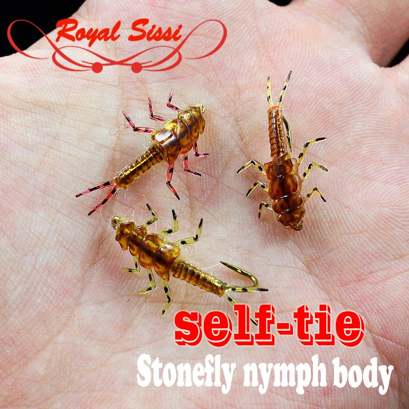 hot 10pcs pack artificial stonefly nymph rubber body fly fishing wet