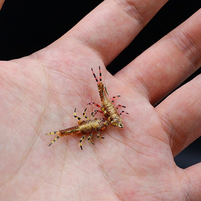 hot 10pcs pack artificial stonefly nymph rubber body fly fishing wet